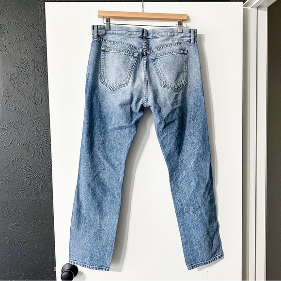 KHAITE Kyle Jeans Distressed Ripped Knee Straight Legs Low Rise Portland Blue 29 - Picture 6 of 8